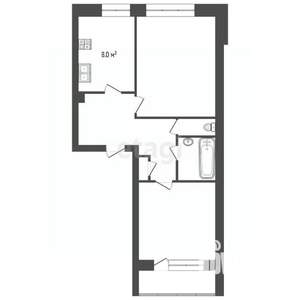 2-к квартира, вторичка, 50м2, 5/5 этаж