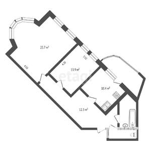 2-к квартира, вторичка, 75м2, 1/5 этаж