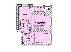 2-к квартира, вторичка, 60м2, 1/8 этаж