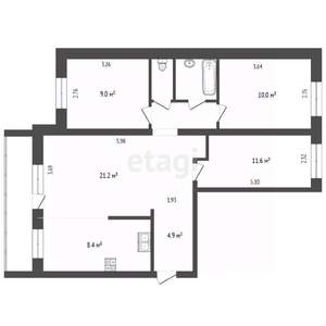 4-к квартира, вторичка, 72м2, 5/9 этаж