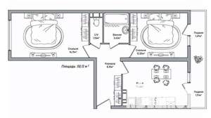 2-к квартира, вторичка, 58м2, 7/10 этаж