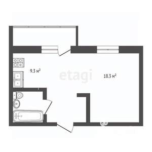 1-к квартира, вторичка, 34м2, 1/4 этаж