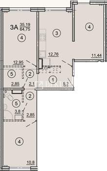 3-к квартира, вторичка, 65м2, 4/16 этаж