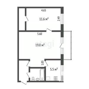 2-к квартира, вторичка, 44м2, 5/5 этаж