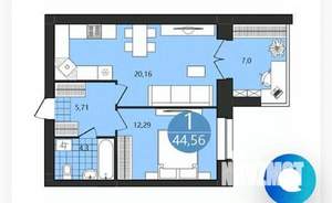 1-к квартира, сданный дом, 45м2, 3/4 этаж