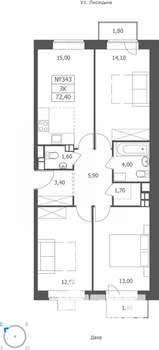 3-к квартира, вторичка, 72м2, 10/11 этаж