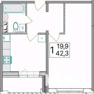 1-к квартира, вторичка, 42м2, 2/10 этаж