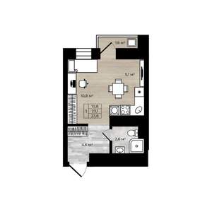Студия квартира, вторичка, 24м2, 8/12 этаж