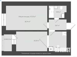 1-к квартира, сданный дом, 51м2, 2/18 этаж