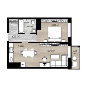 2-к квартира, вторичка, 41м2, 12/18 этаж