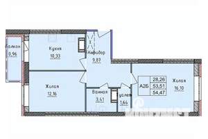 2-к квартира, вторичка, 54м2, 10/18 этаж