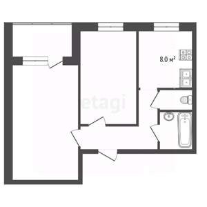 2-к квартира, вторичка, 43м2, 7/9 этаж