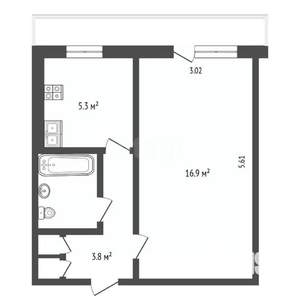 1-к квартира, вторичка, 30м2, 5/5 этаж