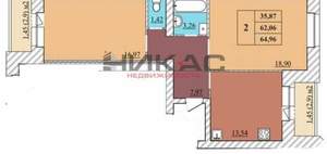 2-к квартира, вторичка, 65м2, 2/5 этаж