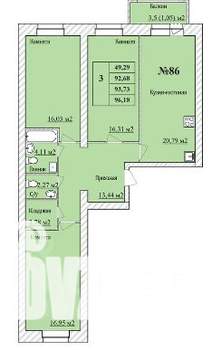 3-к квартира, вторичка, 94м2, 6/8 этаж