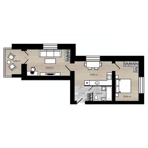 2-к квартира, строящийся дом, 53м2, 9/9 этаж