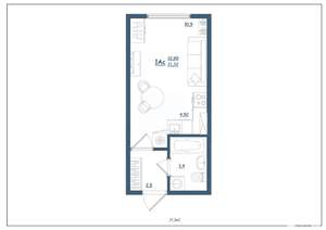 Студия квартира, вторичка, 21м2, 14/17 этаж