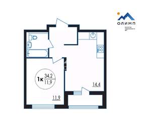 1-к квартира, вторичка, 34м2, 8/17 этаж