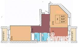 2-к квартира, строящийся дом, 61м2, 2/5 этаж