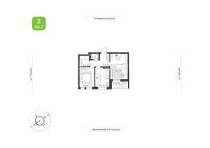 2-к квартира, вторичка, 53м2, 9/9 этаж
