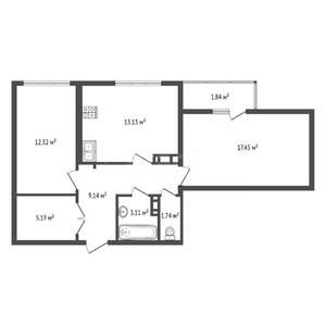 2-к квартира, вторичка, 64м2, 7/10 этаж