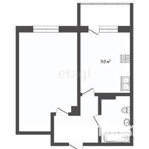 1-к квартира, вторичка, 37м2, 6/9 этаж