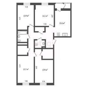 4-к квартира, вторичка, 108м2, 17/17 этаж