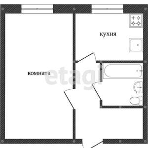 1-к квартира, вторичка, 30м2, 1/5 этаж