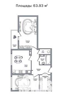 2-к квартира, вторичка, 64м2, 6/10 этаж