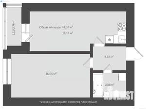1-к квартира, сданный дом, 50м2, 15/18 этаж