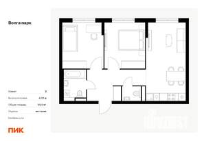 2-к квартира, вторичка, 57м2, 1/17 этаж
