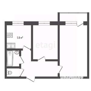 2-к квартира, вторичка, 44м2, 9/12 этаж