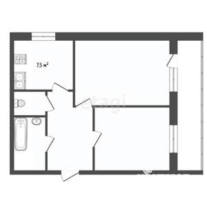 2-к квартира, вторичка, 52м2, 3/5 этаж