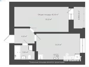 1-к квартира, сданный дом, 47м2, 12/18 этаж