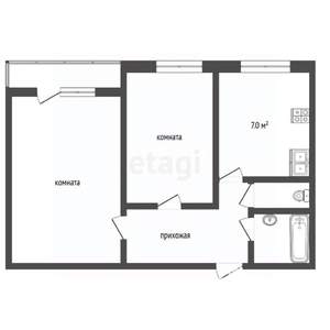 2-к квартира, вторичка, 50м2, 1/9 этаж