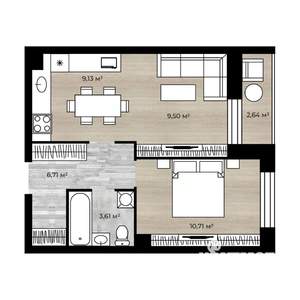 2-к квартира, вторичка, 41м2, 1/18 этаж
