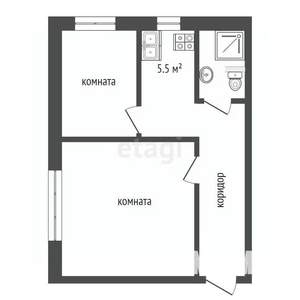 2-к квартира, вторичка, 36м2, 2/2 этаж