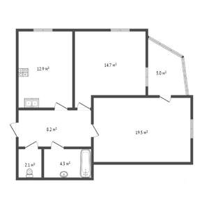 2-к квартира, вторичка, 64м2, 8/10 этаж