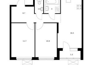 2-к квартира, вторичка, 53м2, 4/17 этаж