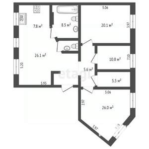 3-к квартира, вторичка, 113м2, 2/5 этаж