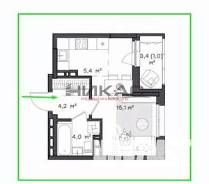 1-к квартира, вторичка, 30м2, 15/18 этаж