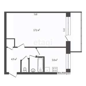 1-к квартира, вторичка, 31м2, 5/5 этаж