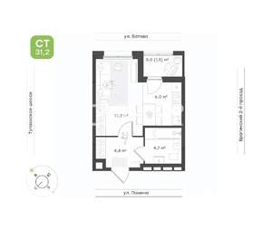 Студия квартира, вторичка, 30м2, 2/18 этаж