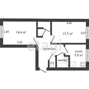 2-к квартира, вторичка, 45м2, 3/5 этаж