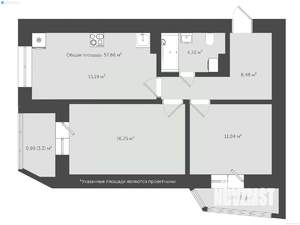 2-к квартира, сданный дом, 58м2, 10/18 этаж