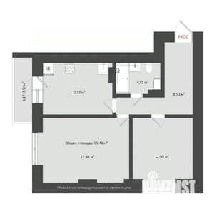2-к квартира, сданный дом, 58м2, 14/20 этаж
