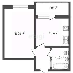 1-к квартира, вторичка, 41м2, 6/9 этаж