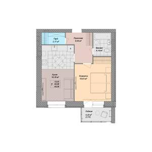 1-к квартира, сданный дом, 47м2, 1/1 этаж