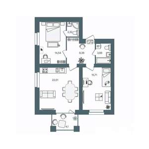 2-к квартира, строящийся дом, 69м2, 2/16 этаж
