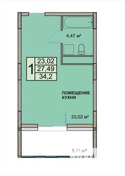 Студия квартира, вторичка, 34м2, 3/18 этаж